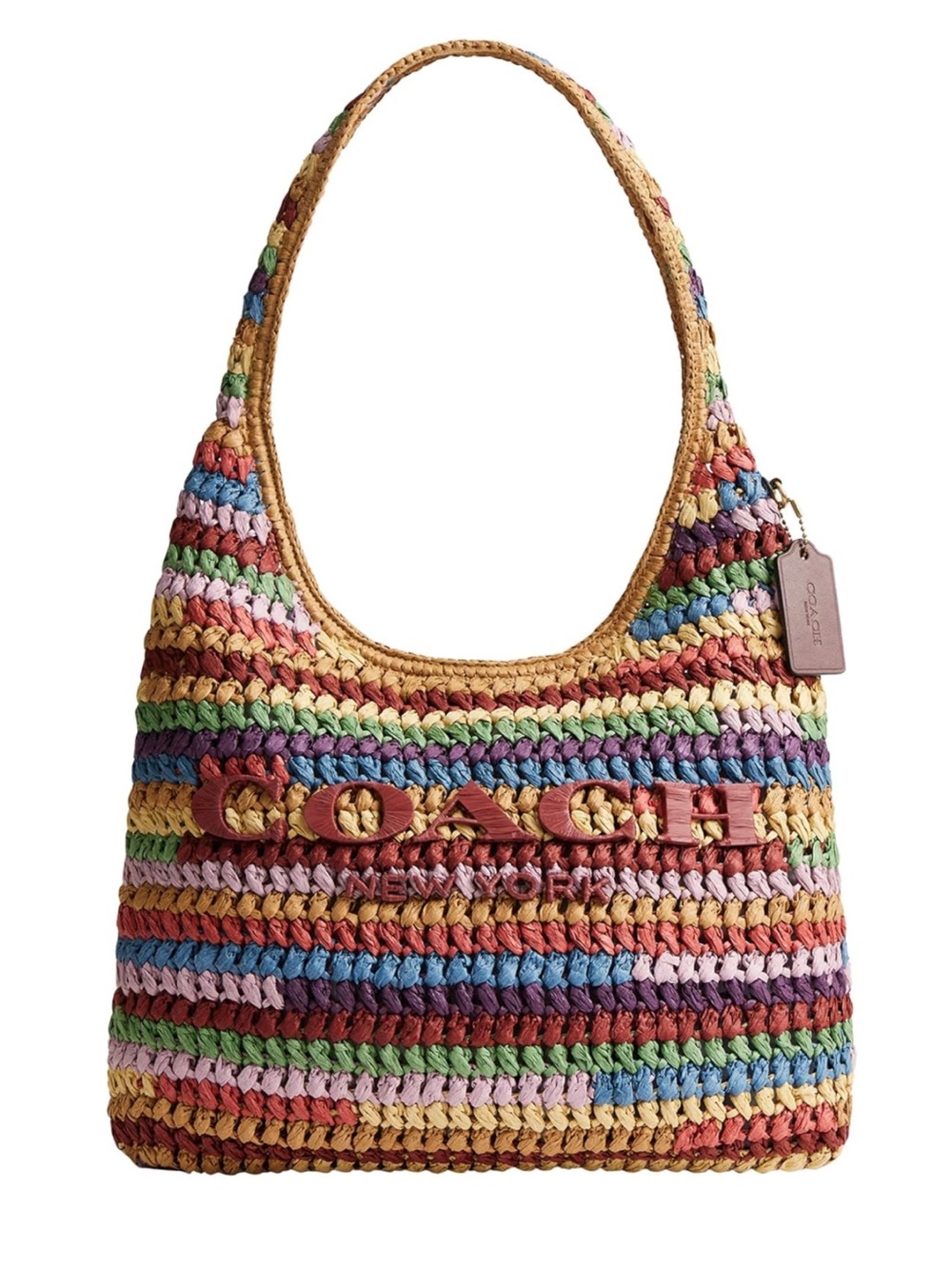 Coach Multicolor Crochet Straw Brooklyn 34 Bag - New